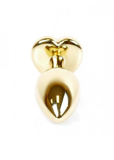 Złoty korek analny w kształcie serca z kryształem